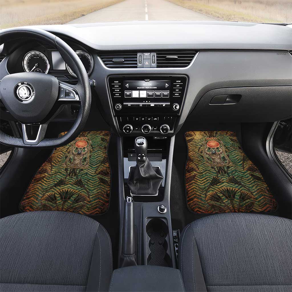 Khepri Car Mats Ancient Egyptian Chevron, Scarab Ankh and Winged Khepri Guardian Motif - African Pride