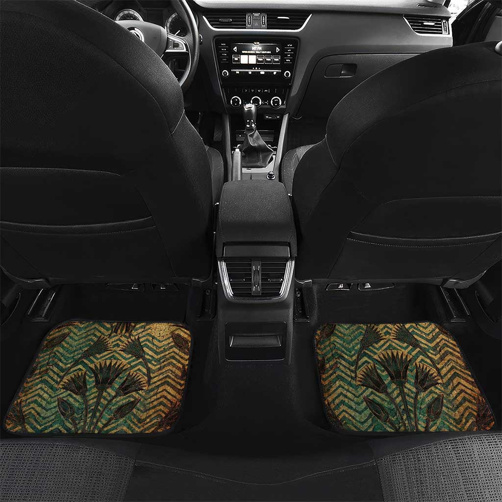 Khepri Car Mats Ancient Egyptian Chevron, Scarab Ankh and Winged Khepri Guardian Motif - African Pride