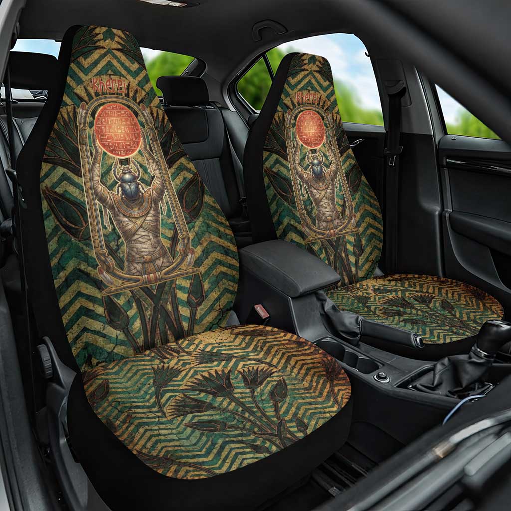 Khepri Car Seat Cover Ancient Egyptian Chevron, Scarab Ankh and Winged Khepri Guardian Motif - African Pride