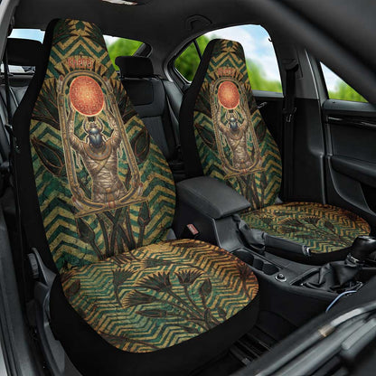 Khepri Car Seat Cover Ancient Egyptian Chevron, Scarab Ankh and Winged Khepri Guardian Motif - African Pride