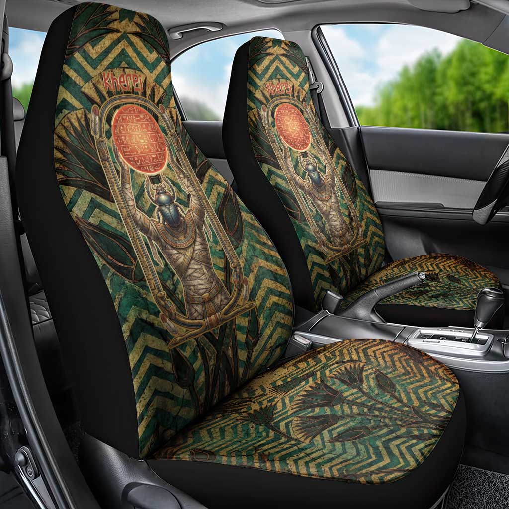 Khepri Car Seat Cover Ancient Egyptian Chevron, Scarab Ankh and Winged Khepri Guardian Motif - African Pride