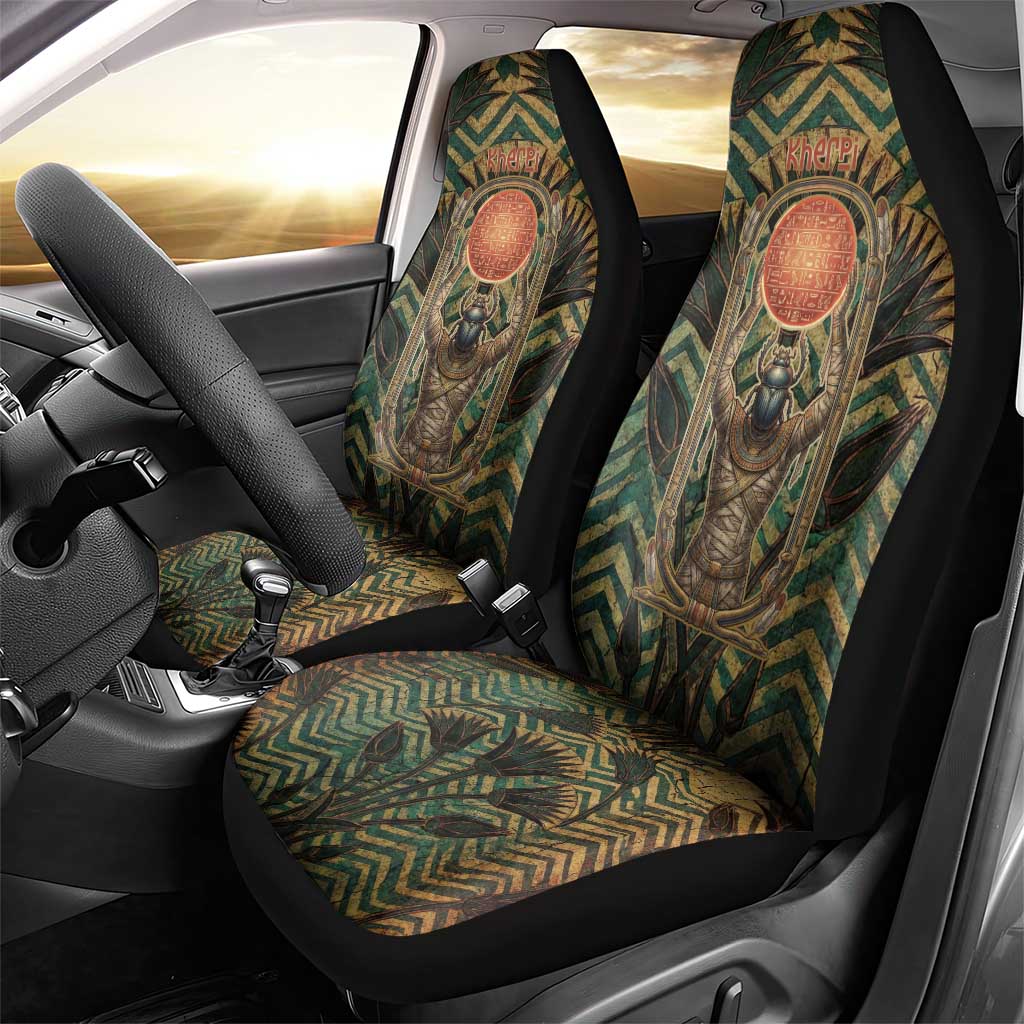 Khepri Car Seat Cover Ancient Egyptian Chevron, Scarab Ankh and Winged Khepri Guardian Motif - African Pride