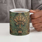 Khepri Ceramic Mug Ancient Egyptian Chevron, Scarab Ankh and Winged Khepri Guardian Motif - African Pride