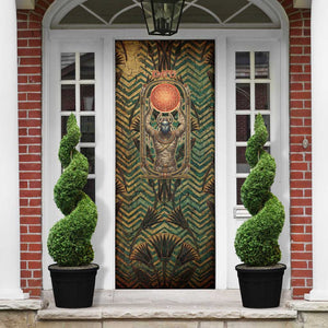 Khepri Door Cover Ancient Egyptian Chevron, Scarab Ankh and Winged Khepri Guardian Motif - African Pride