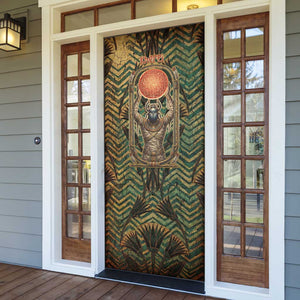 Khepri Door Cover Ancient Egyptian Chevron, Scarab Ankh and Winged Khepri Guardian Motif - African Pride
