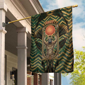 Khepri Garden Flag Ancient Egyptian Chevron, Scarab Ankh and Winged Khepri Guardian Motif - African Pride