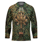 Khepri Hockey Jersey Ancient Egyptian Chevron, Scarab Ankh and Winged Khepri Guardian Motif - African Pride