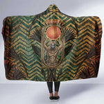 Khepri Hooded Blanket Ancient Egyptian Chevron, Scarab Ankh and Winged Khepri Guardian Motif - African Pride