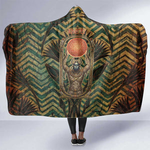 Khepri Hooded Blanket Ancient Egyptian Chevron, Scarab Ankh and Winged Khepri Guardian Motif - African Pride