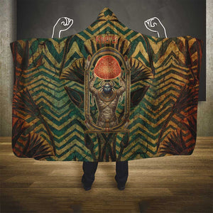 Khepri Hooded Blanket Ancient Egyptian Chevron, Scarab Ankh and Winged Khepri Guardian Motif - African Pride