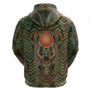 Khepri Hoodie Ancient Egyptian Chevron, Scarab Ankh and Winged Khepri Guardian Motif - African Pride