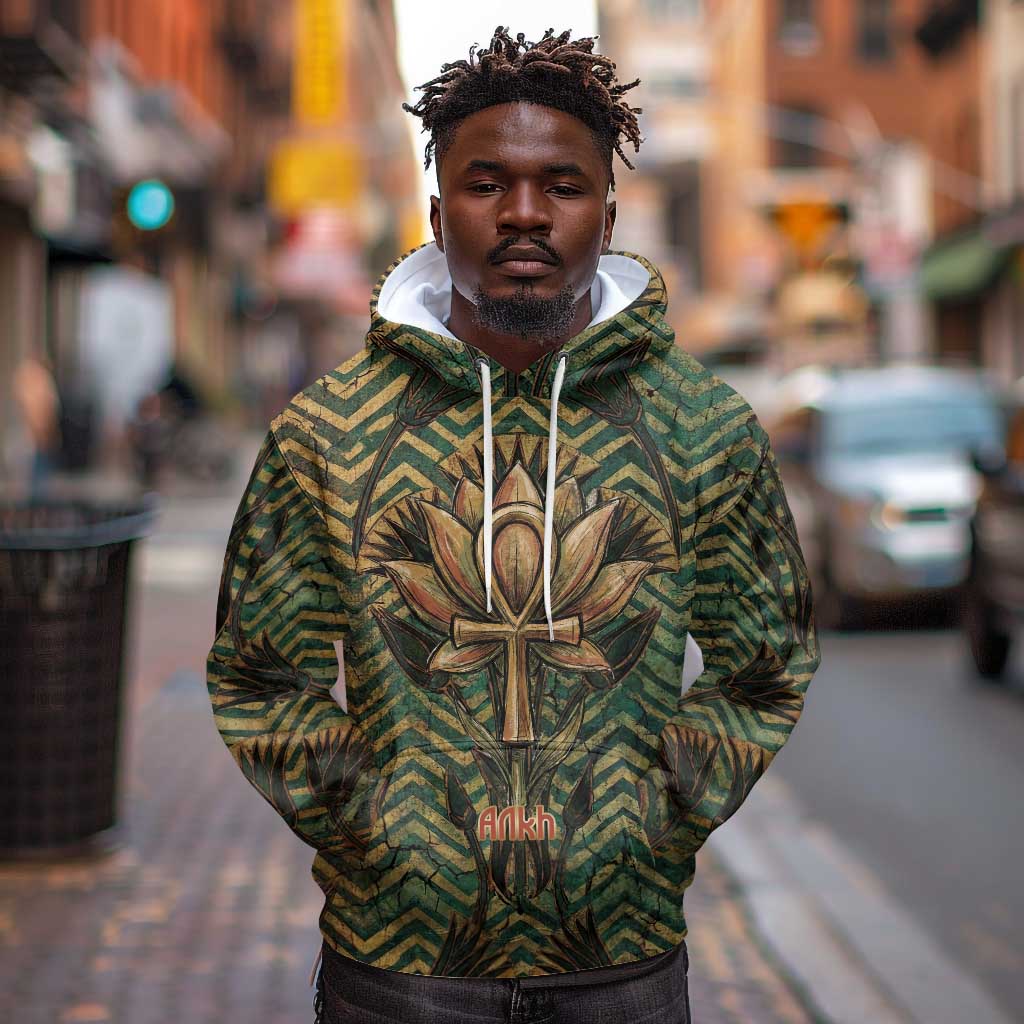 Khepri Hoodie Ancient Egyptian Chevron, Scarab Ankh and Winged Khepri Guardian Motif - African Pride