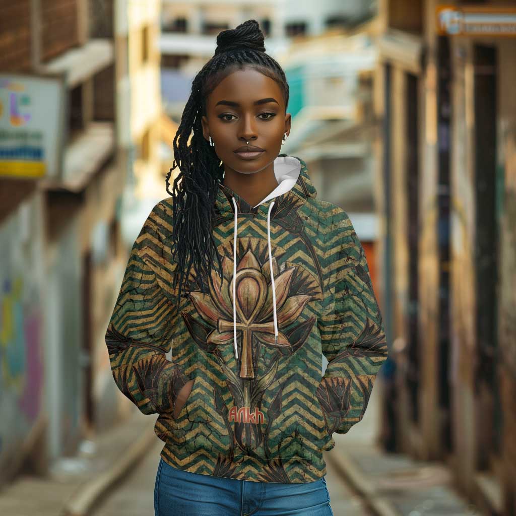 Khepri Hoodie Ancient Egyptian Chevron, Scarab Ankh and Winged Khepri Guardian Motif - African Pride
