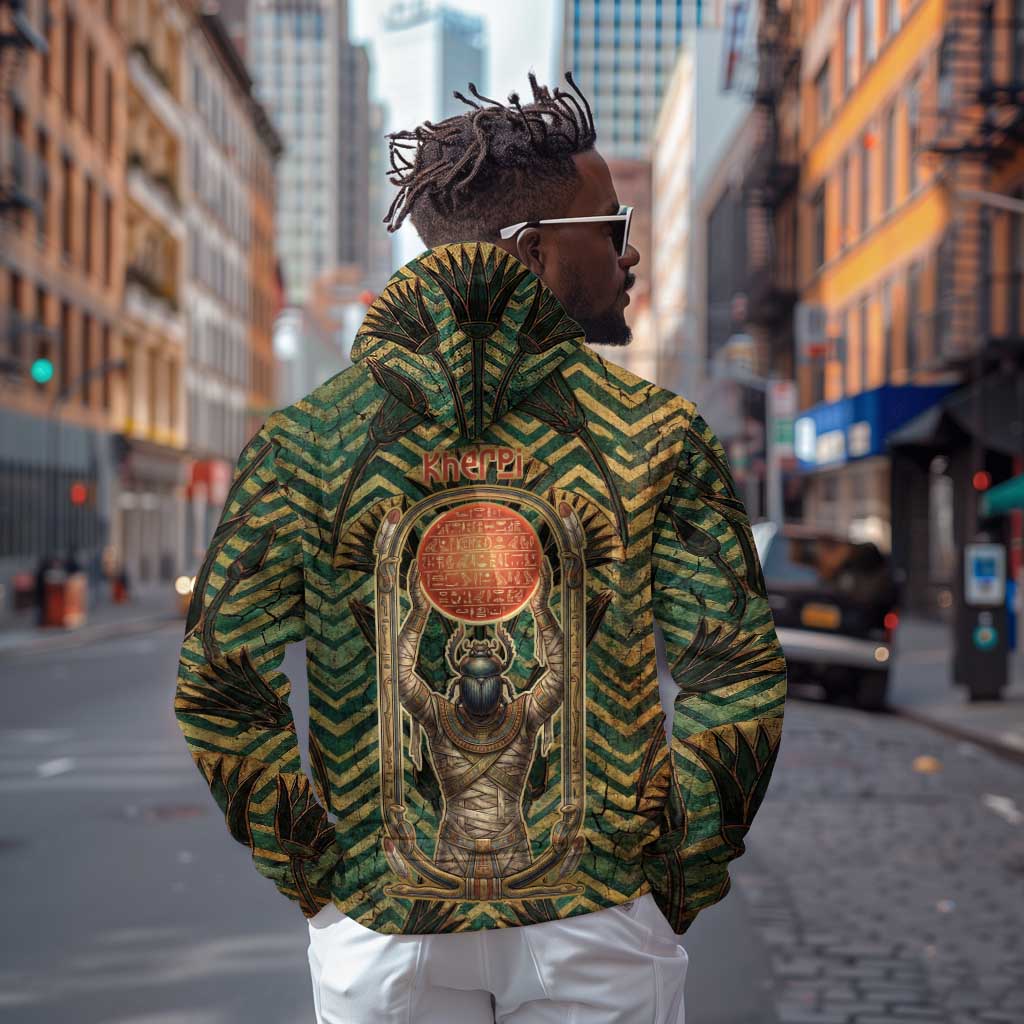 Khepri Hoodie Ancient Egyptian Chevron, Scarab Ankh and Winged Khepri Guardian Motif - African Pride