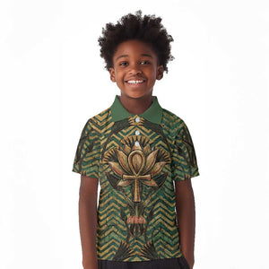 Khepri Kid Polo Shirt Ancient Egyptian Chevron, Scarab Ankh and Winged Khepri Guardian Motif - African Pride