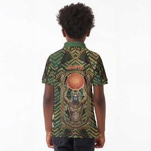 Khepri Kid Polo Shirt Ancient Egyptian Chevron, Scarab Ankh and Winged Khepri Guardian Motif - African Pride