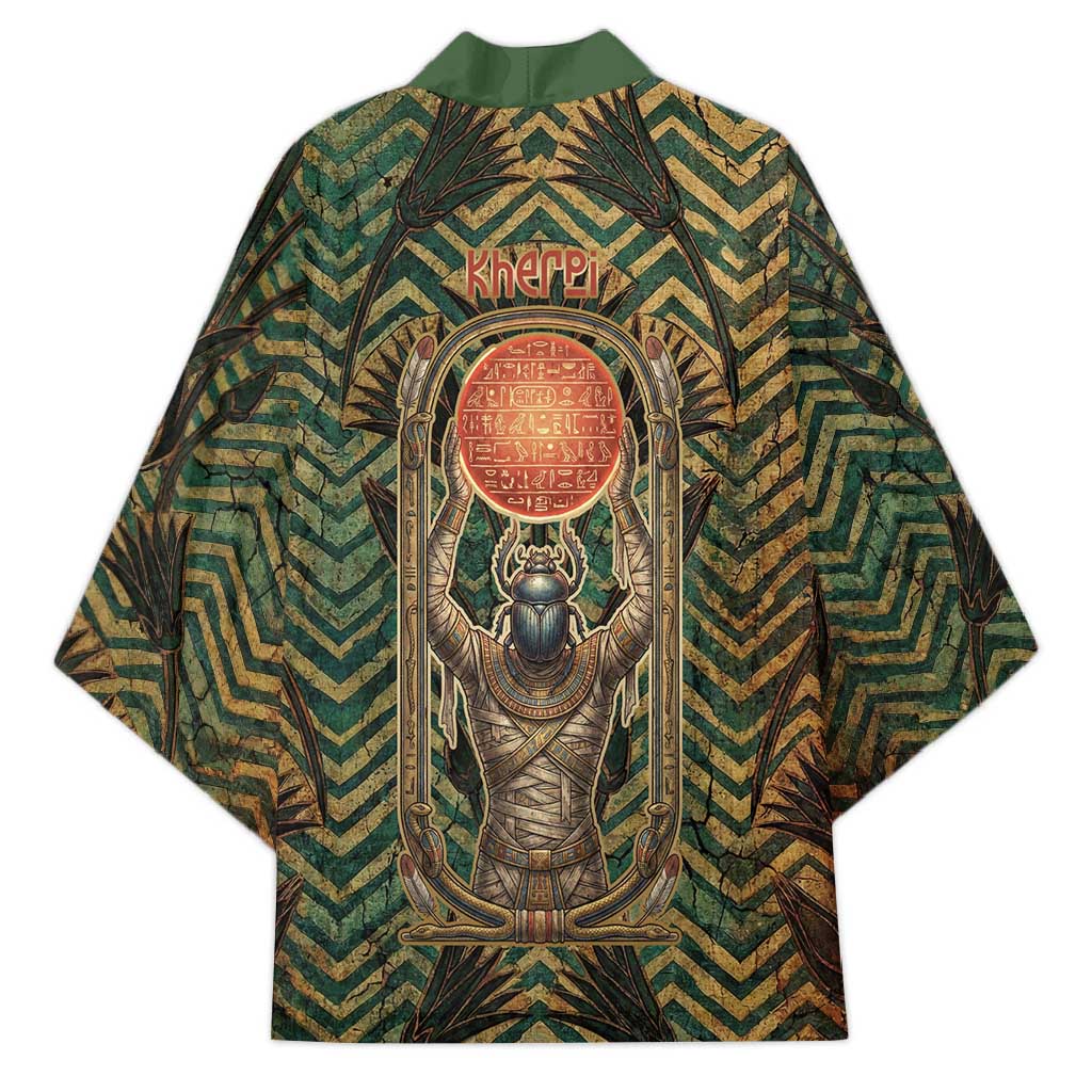 Khepri Kimono Ancient Egyptian Chevron, Scarab Ankh and Winged Khepri Guardian Motif - African Pride