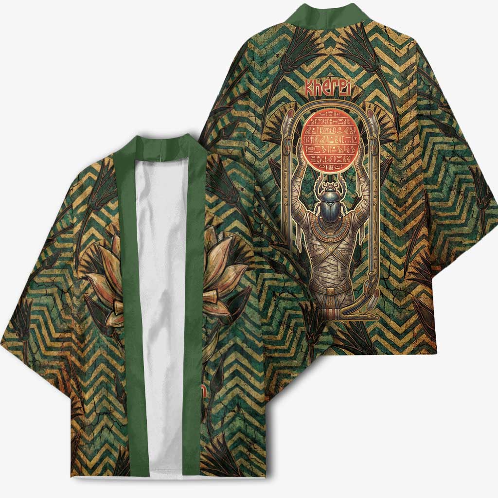 Khepri Kimono Ancient Egyptian Chevron, Scarab Ankh and Winged Khepri Guardian Motif - African Pride