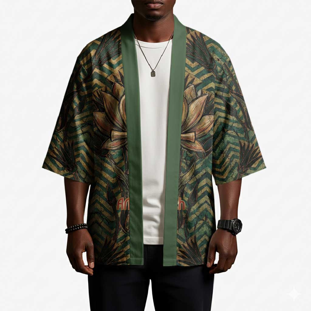 Khepri Kimono Ancient Egyptian Chevron, Scarab Ankh and Winged Khepri Guardian Motif - African Pride