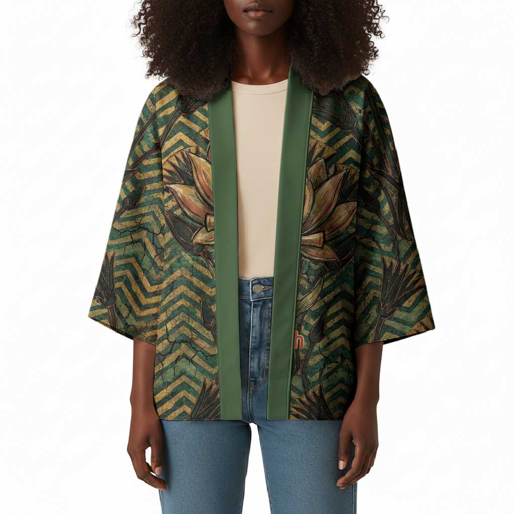 Khepri Kimono Ancient Egyptian Chevron, Scarab Ankh and Winged Khepri Guardian Motif - African Pride