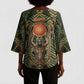 Khepri Kimono Sleeve Blouse Ancient Egyptian Chevron, Scarab Ankh and Winged Khepri Guardian Motif - African Pride