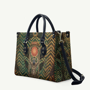 Khepri Leather Bag Ancient Egyptian Chevron, Scarab Ankh and Winged Khepri Guardian Motif - African Pride