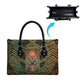 Khepri Leather Bag Ancient Egyptian Chevron, Scarab Ankh and Winged Khepri Guardian Motif - African Pride
