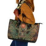 Khepri Leather Tote Bag Ancient Egyptian Chevron, Scarab Ankh and Winged Khepri Guardian Motif - African Pride