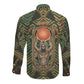 Khepri Long Sleeve Button Shirt Ancient Egyptian Chevron, Scarab Ankh and Winged Khepri Guardian Motif - African Pride