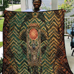 Khepri Quilt Ancient Egyptian Chevron, Scarab Ankh and Winged Khepri Guardian Motif - African Pride