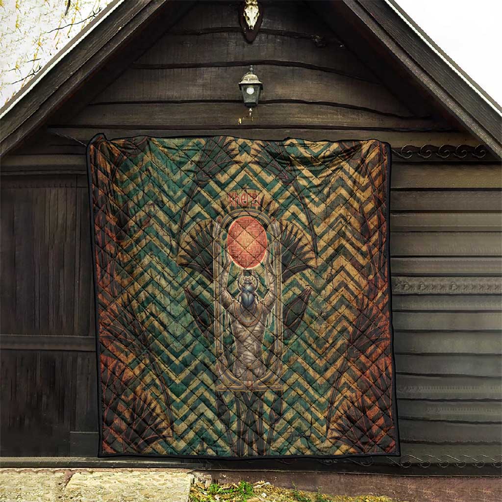 Khepri Quilt Ancient Egyptian Chevron, Scarab Ankh and Winged Khepri Guardian Motif - African Pride