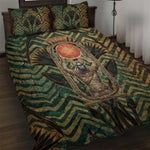 Khepri Quilt Bed Set Ancient Egyptian Chevron, Scarab Ankh and Winged Khepri Guardian Motif - African Pride