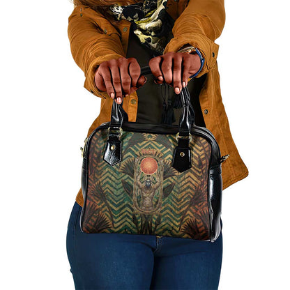 Khepri Shoulder Handbag Ancient Egyptian Chevron, Scarab Ankh and Winged Khepri Guardian Motif - African Pride