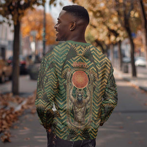 Khepri Sweatshirt Ancient Egyptian Chevron, Scarab Ankh and Winged Khepri Guardian Motif - African Pride
