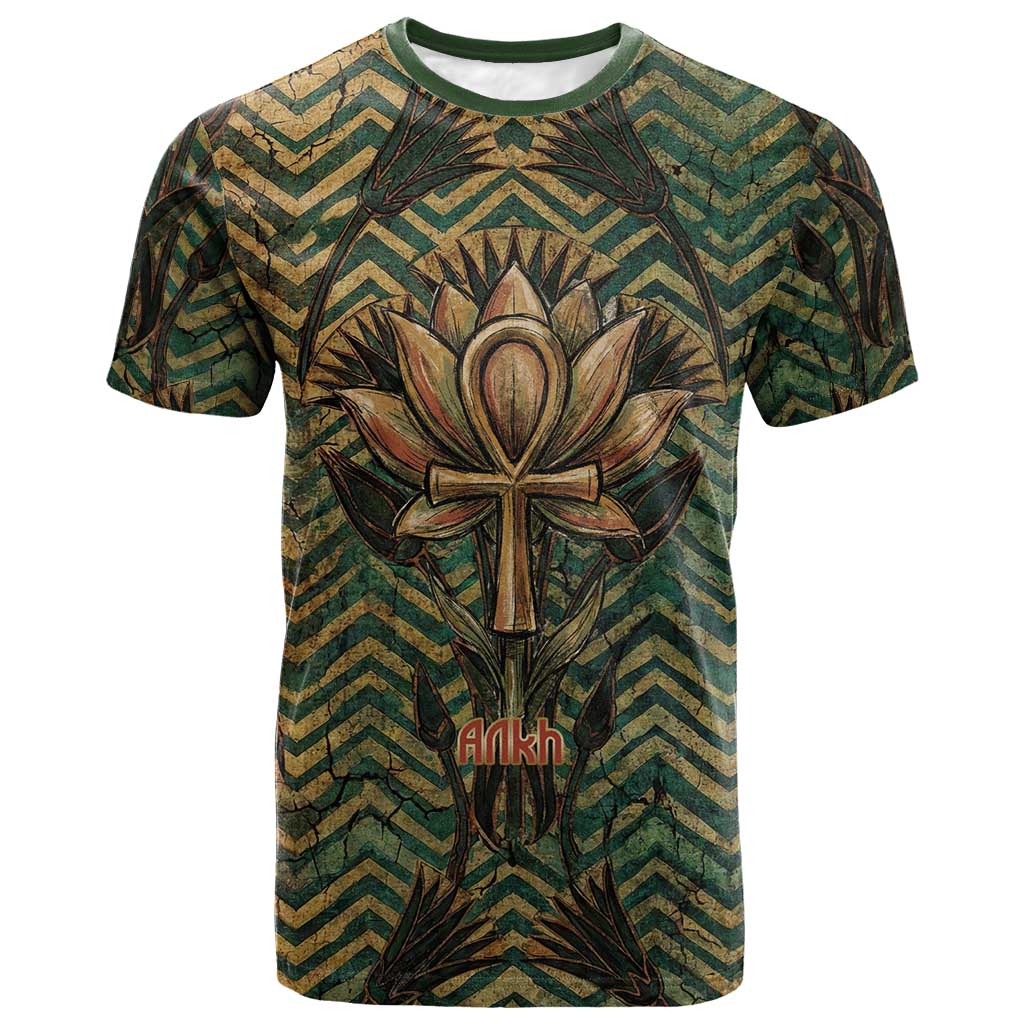 Khepri T shirt Ancient Egyptian Chevron, Scarab Ankh and Winged Khepri Guardian Motif - African Pride