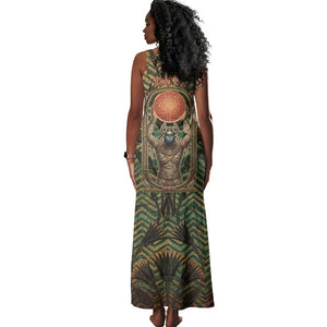 Khepri Tank Maxi Dress Ancient Egyptian Chevron, Scarab Ankh and Winged Khepri Guardian Motif - African Pride