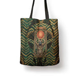 Khepri Tote Bag Ancient Egyptian Chevron, Scarab Ankh and Winged Khepri Guardian Motif - African Pride