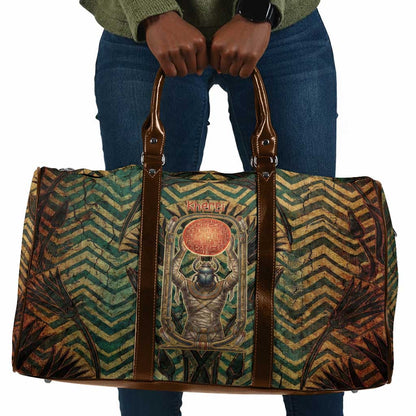 Khepri Travel Bag Ancient Egyptian Chevron, Scarab Ankh and Winged Khepri Guardian Motif - African Pride