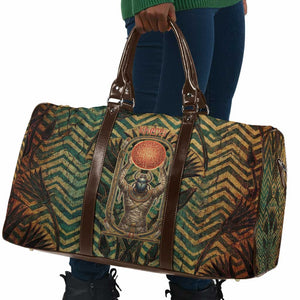 Khepri Travel Bag Ancient Egyptian Chevron, Scarab Ankh and Winged Khepri Guardian Motif - African Pride