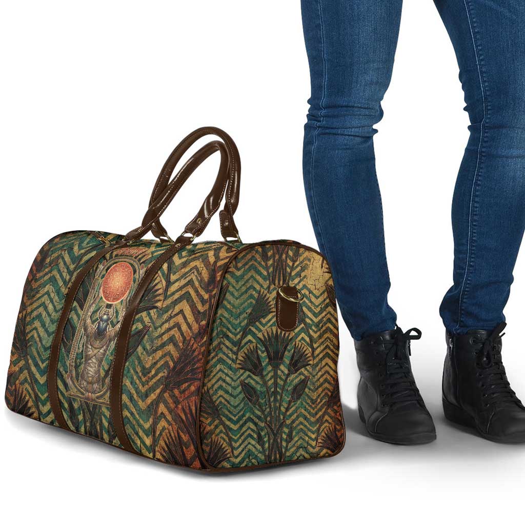 Khepri Travel Bag Ancient Egyptian Chevron, Scarab Ankh and Winged Khepri Guardian Motif - African Pride