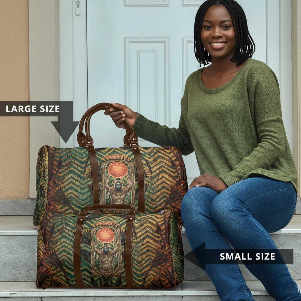 Khepri Travel Bag Ancient Egyptian Chevron, Scarab Ankh and Winged Khepri Guardian Motif - African Pride