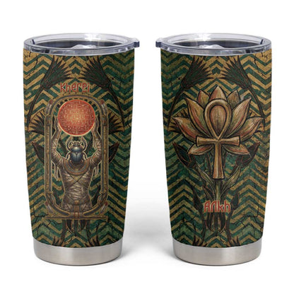 Khepri Tumbler Cup Ancient Egyptian Chevron, Scarab Ankh and Winged Khepri Guardian Motif - African Pride