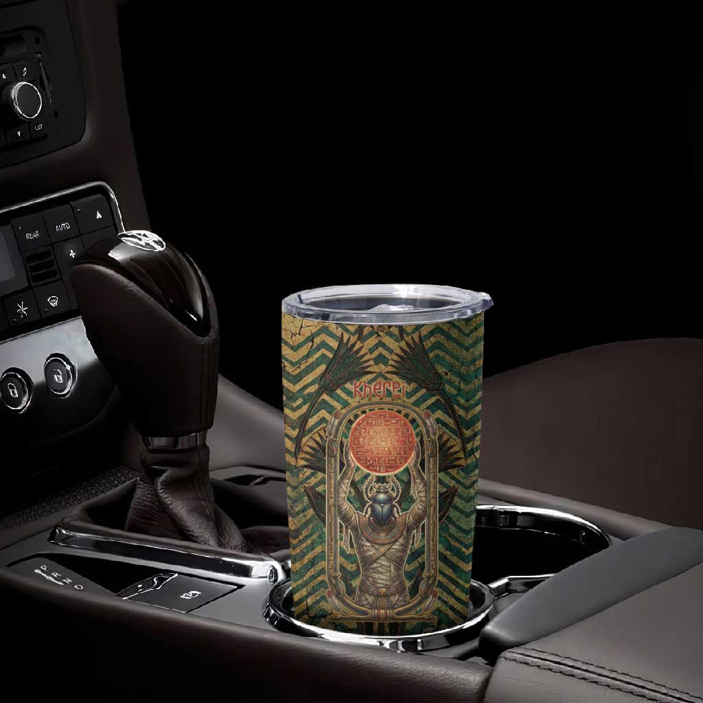 Khepri Tumbler Cup Ancient Egyptian Chevron, Scarab Ankh and Winged Khepri Guardian Motif - African Pride