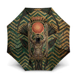 Khepri Umbrella Ancient Egyptian Chevron, Scarab Ankh and Winged Khepri Guardian Motif - African Pride
