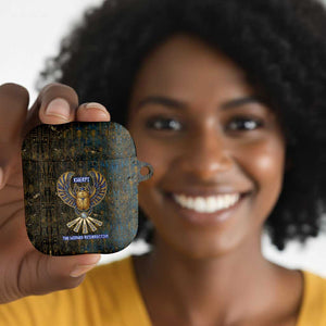 Khepri Ancient Egyptian AirPods Case Dark Hieroglyphic, Blue Lotus Eye Symbol, and Winged Scarab Resurrection - African Pride