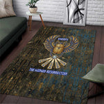 Khepri Ancient Egyptian Area Rug Dark Hieroglyphic, Blue Lotus Eye Symbol, and Winged Scarab Resurrection - African Pride