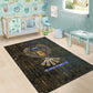 Khepri Ancient Egyptian Area Rug Dark Hieroglyphic, Blue Lotus Eye Symbol, and Winged Scarab Resurrection - African Pride