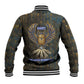 Khepri Ancient Egyptian Baseball Jacket Dark Hieroglyphic, Blue Lotus Eye Symbol, and Winged Scarab Resurrection - African Pride
