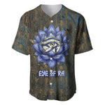 Khepri Ancient Egyptian Baseball Jersey Dark Hieroglyphic, Blue Lotus Eye Symbol, and Winged Scarab Resurrection - African Pride