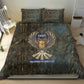 Khepri Ancient Egyptian Bedding Set Dark Hieroglyphic, Blue Lotus Eye Symbol, and Winged Scarab Resurrection - African Pride